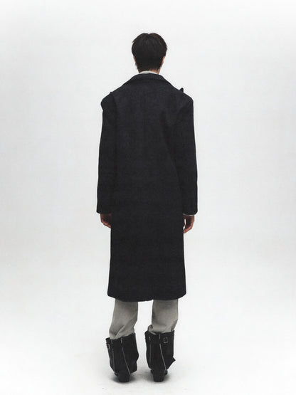 FULLTIDE Premium Wool Blend Hooded Straight Midlength Commuter Women Single Breasted Coat