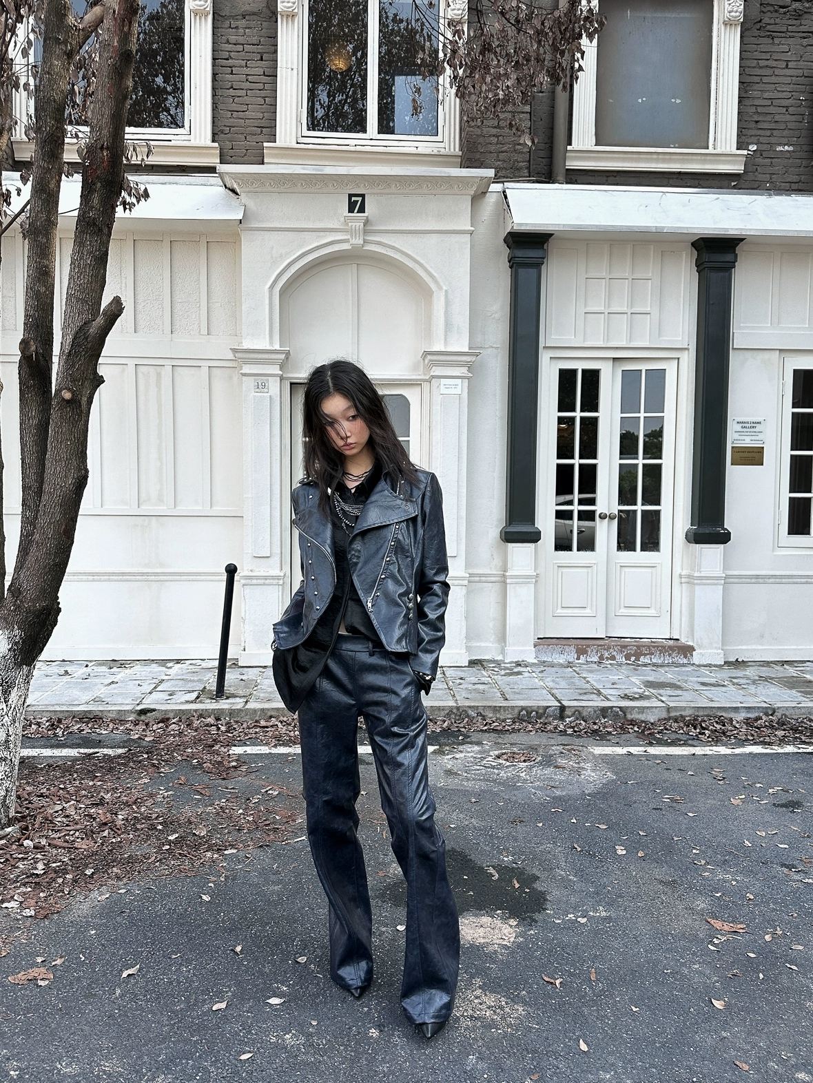 FULLTIDE Pu Leather Cropped Slim Fit Blazer Collar Street Women Burgundy Navy Jacket