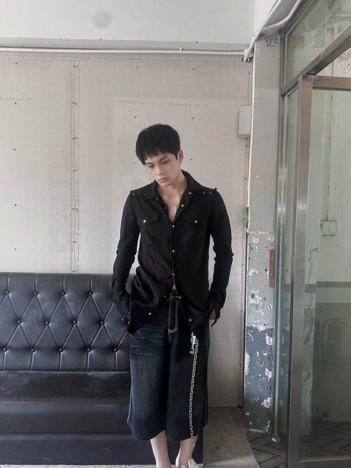 FULLTIDE Pure Cotton Breathable Casual Slim Square Neck Bell Sleeve Midlength Women Shirt