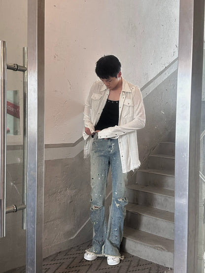 FULLTIDE Pure Cotton Breathable Casual Slim Square Neck Bell Sleeve Midlength Women Shirt