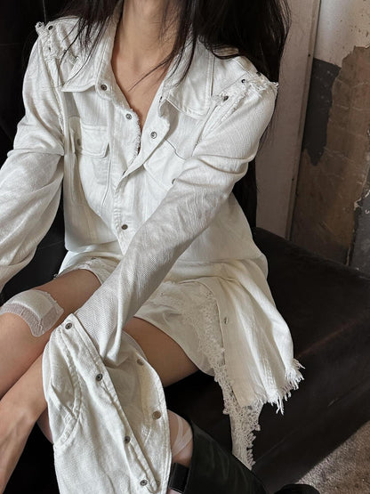 FULLTIDE Pure Cotton Breathable Casual Slim Square Neck Bell Sleeve Midlength Women Shirt