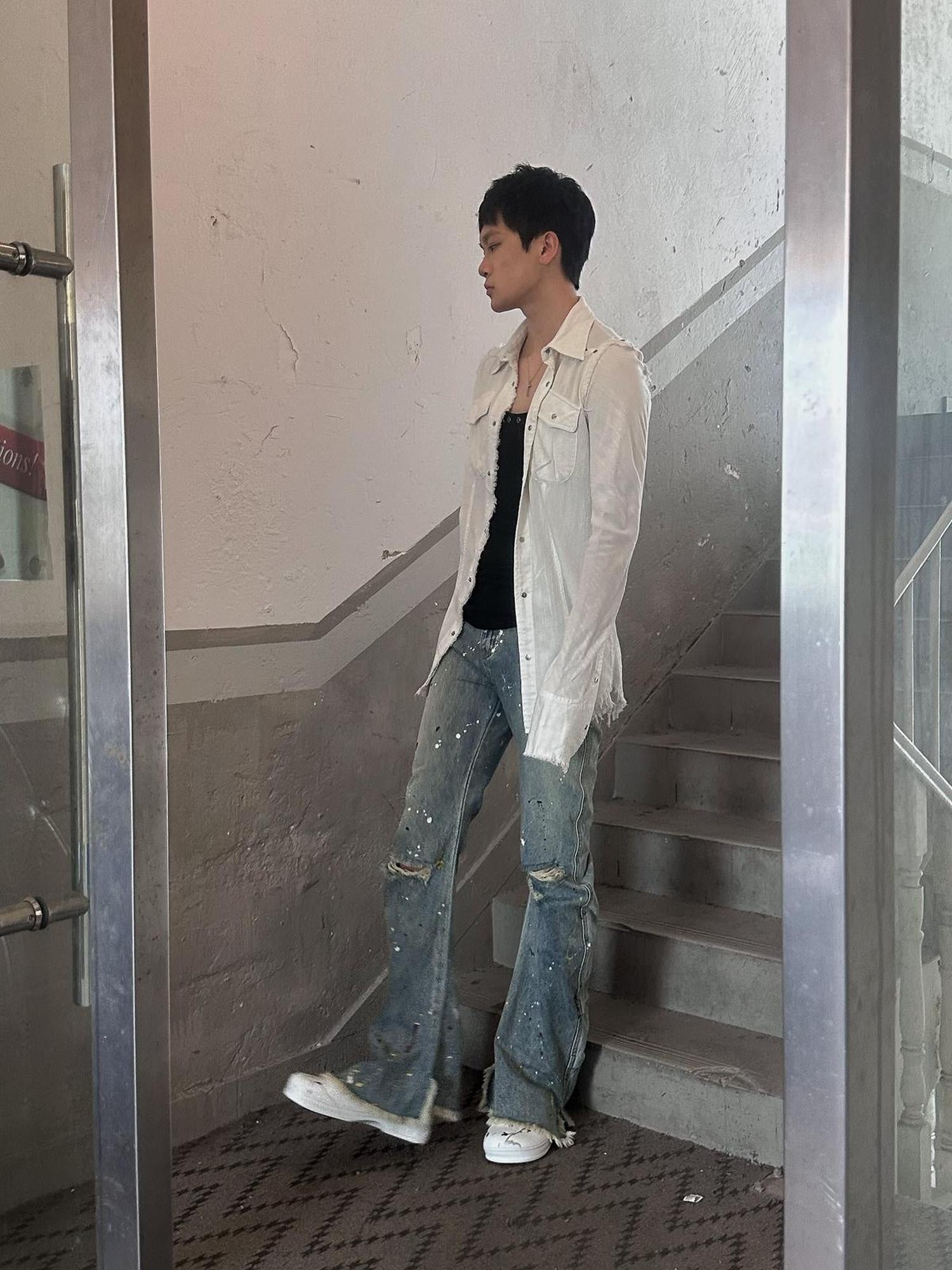 FULLTIDE Pure Cotton Breathable Casual Slim Square Neck Bell Sleeve Midlength Women Shirt