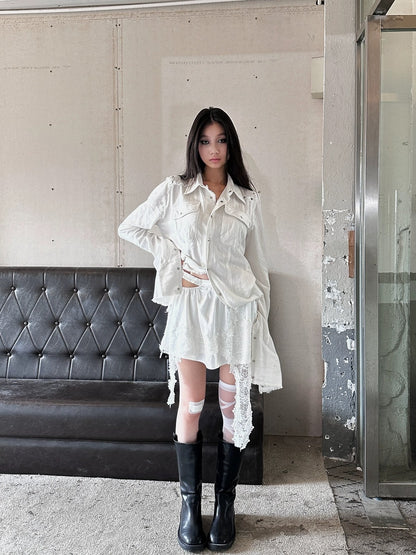 FULLTIDE Pure Cotton Breathable Casual Slim Square Neck Bell Sleeve Midlength Women Shirt