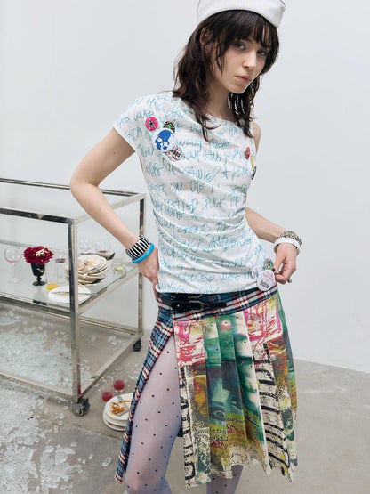 FULLTIDE Quick Dry Creative Print Commuter Slim Fit Women Cotton Lyocell T-Shirt