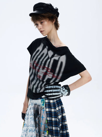 FULLTIDE Quick Dry Loose Commuter Printed Round Neck Unisex Cotton Black T-Shirt