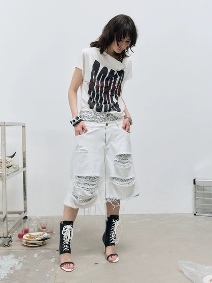 FULLTIDE Quick Dry Loose Commuter Printed Round Neck Unisex Cotton Black T-Shirt