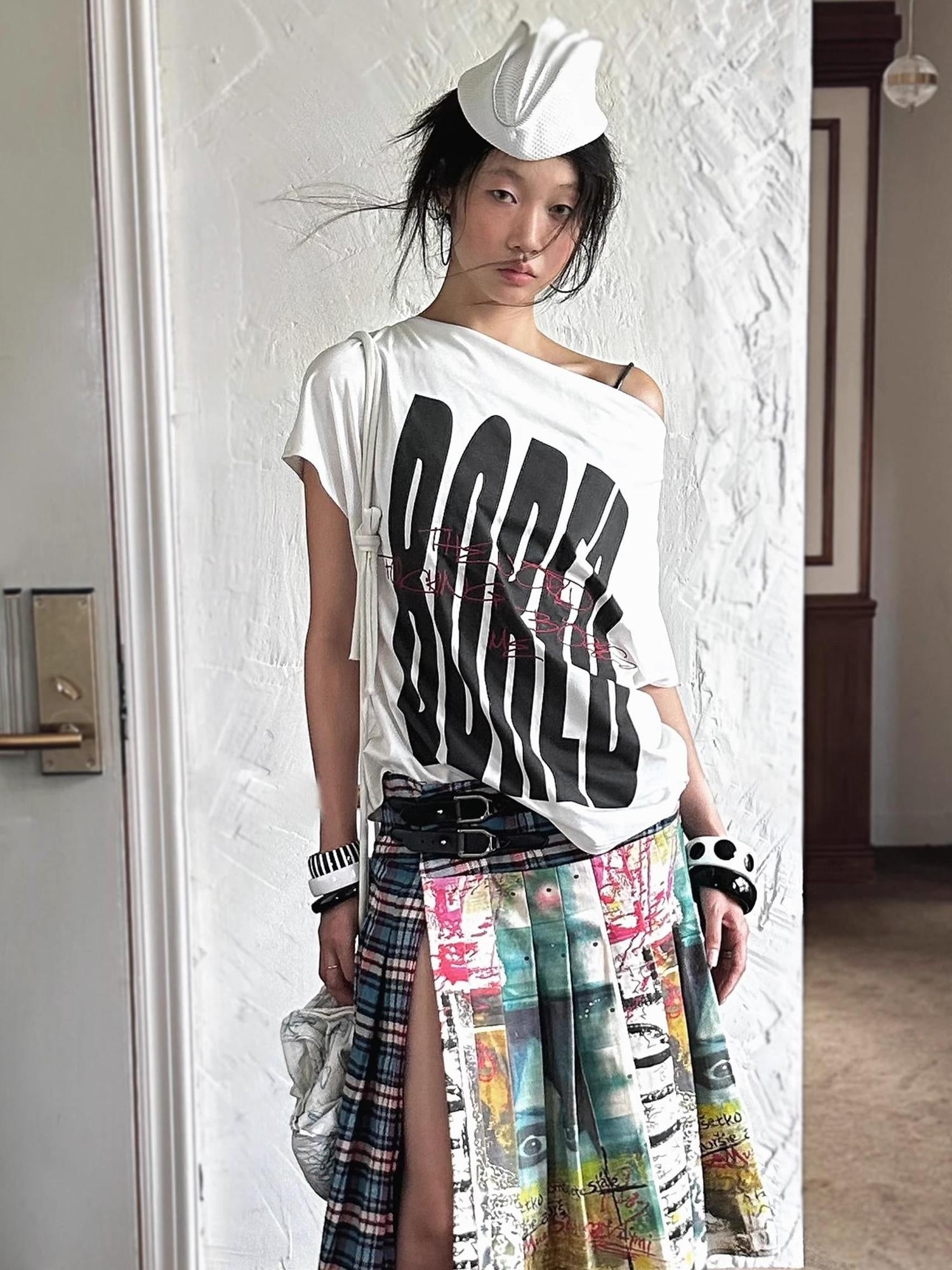 FULLTIDE Quick Dry Loose Commuter Printed Round Neck Unisex Cotton Black T-Shirt