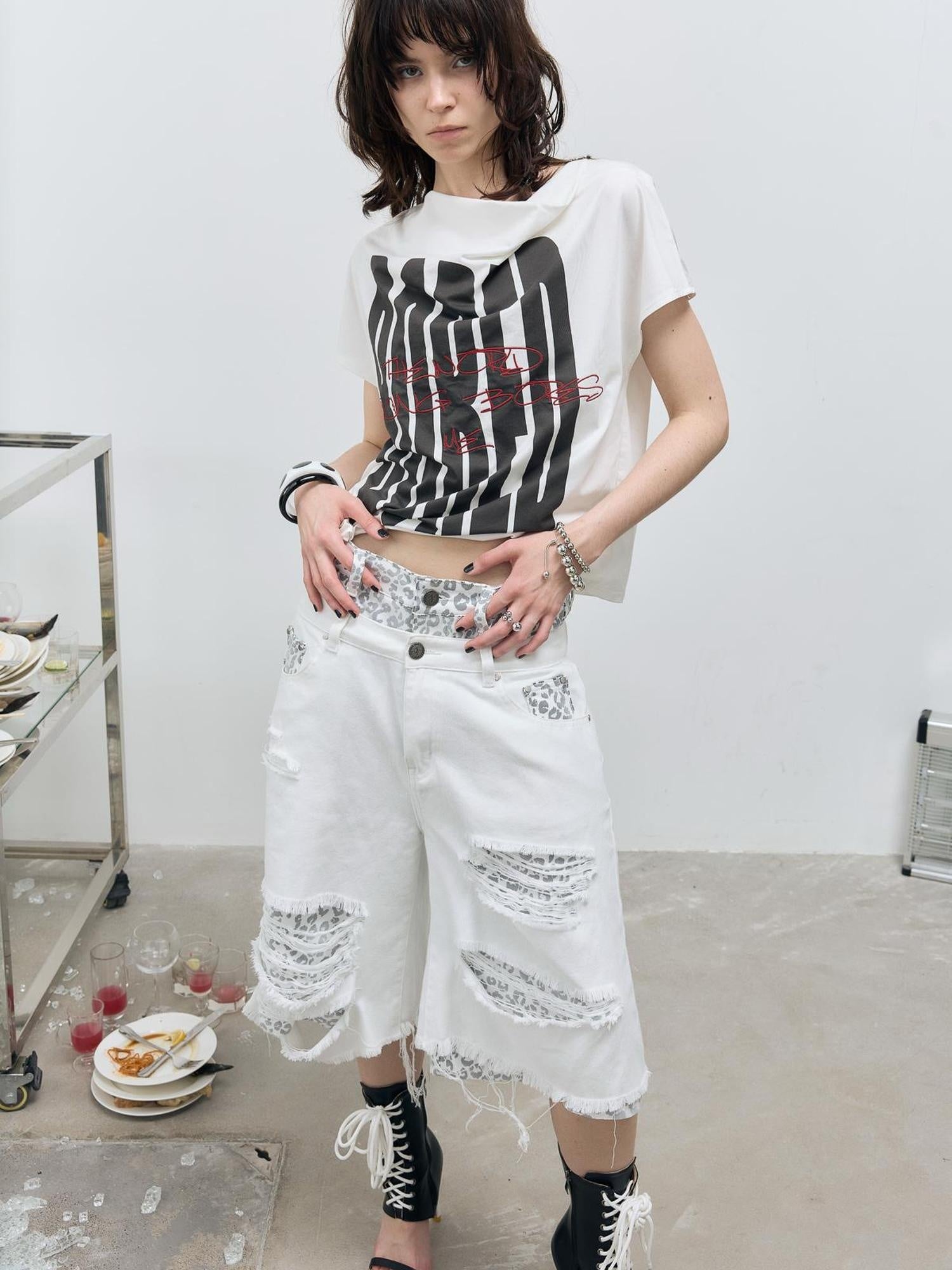 FULLTIDE Quick Dry Loose Commuter Printed Round Neck Unisex Cotton Black T-Shirt