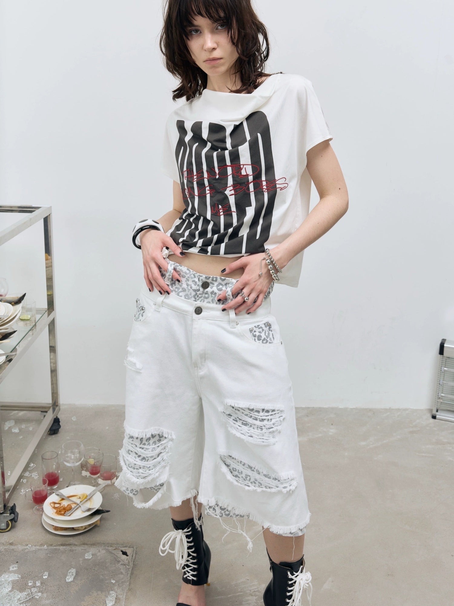 FULLTIDE Quick Dry Loose Commuter Printed Round Neck Unisex Cotton Black T-Shirt