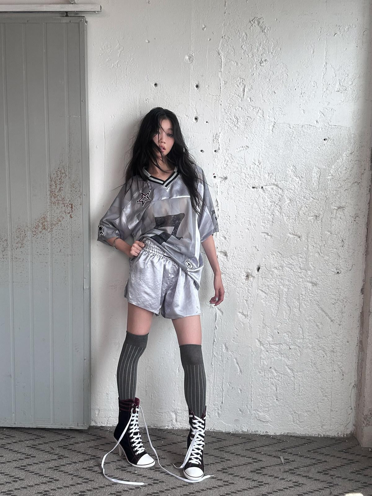 FULLTIDE Satin Patchwork Striped Punk Women&