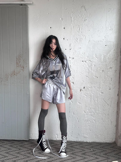 FULLTIDE Satin Patchwork Striped Punk Women&