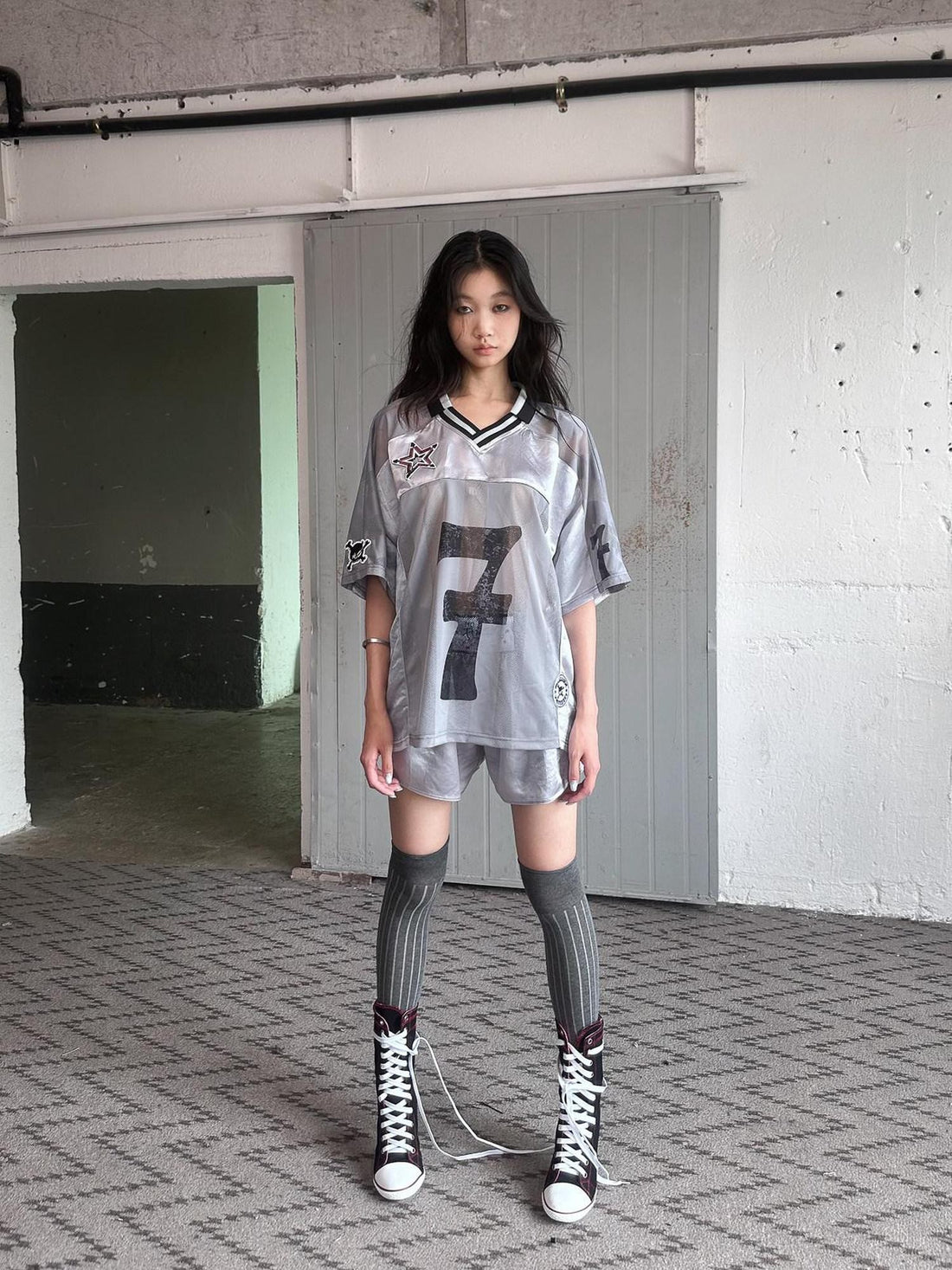 FULLTIDE Satin Patchwork Striped Punk Women&