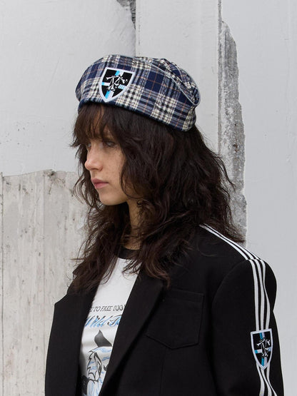 FULLTIDE Scottish Plaid Embroidered Badge Octagonal Women&