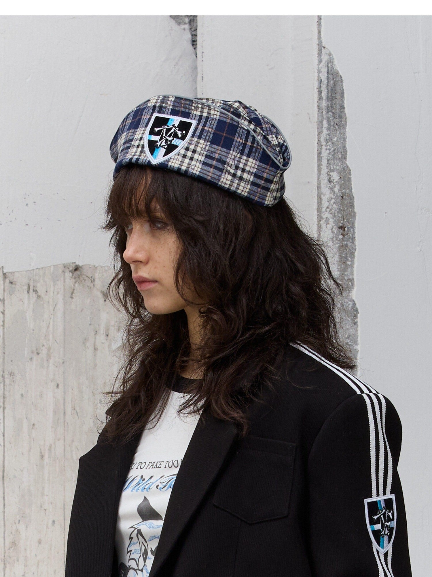 FULLTIDE Scottish Plaid Embroidered Badge Octagonal Women&