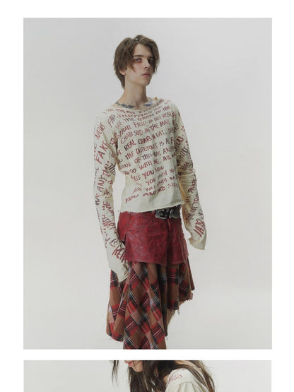 FULLTIDE Skull Print Distressed Asymmetric Women&