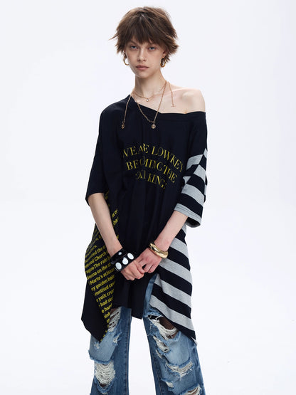 FULLTIDE_Soft_100_Percent_Cotton_Striped_Peplum_Hem_Slanted_Neck_Casual_Women_T-Shirt_MISSTT