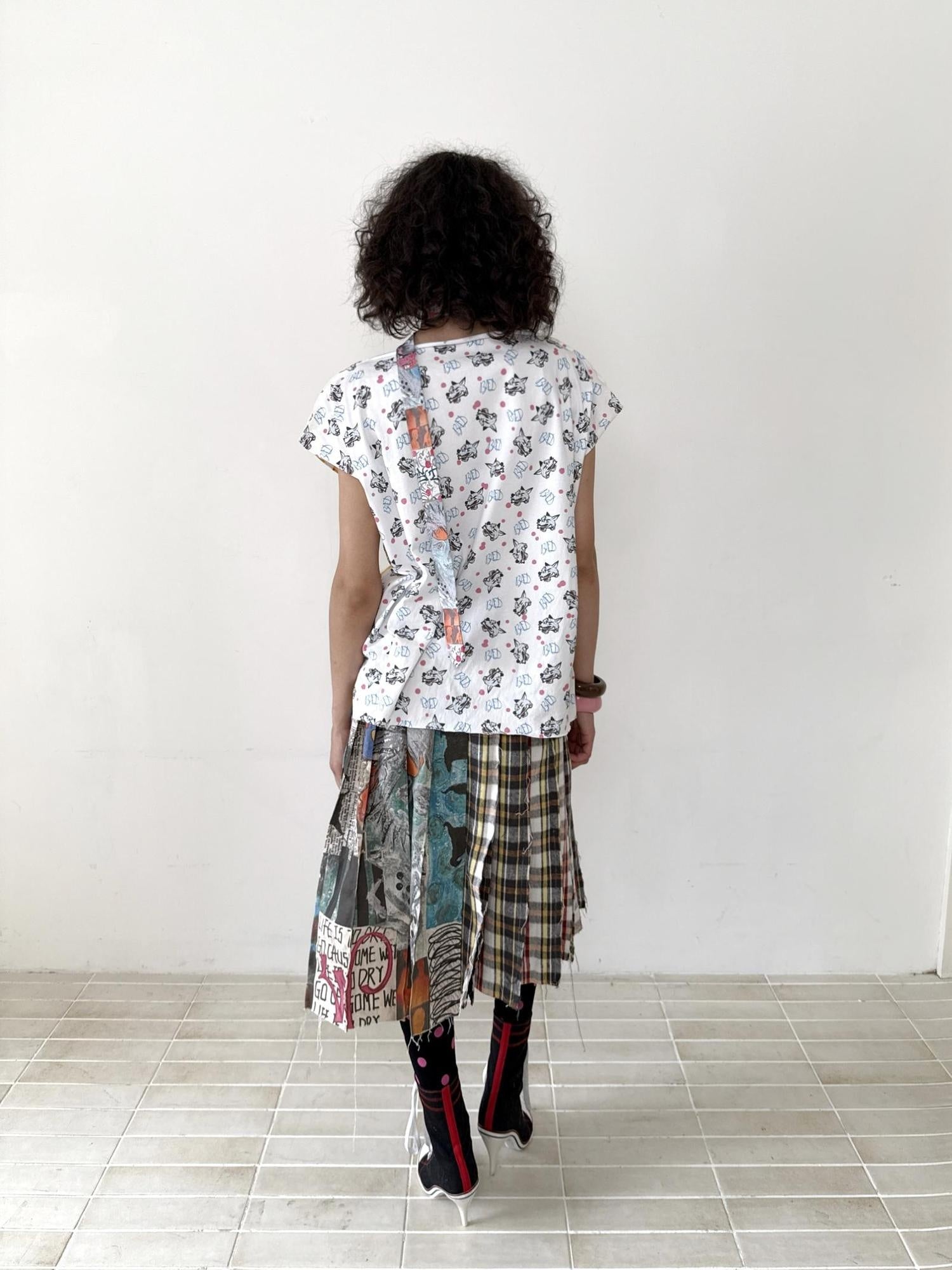 FULLTIDE Soft Cotton Graffiti Patchwork Oversized Unisex Crew Neck T-Shirt