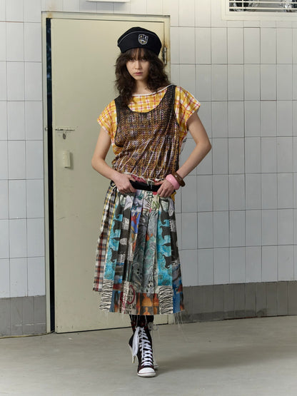 FULLTIDE Soft Cotton Graffiti Patchwork Oversized Unisex Crew Neck T-Shirt