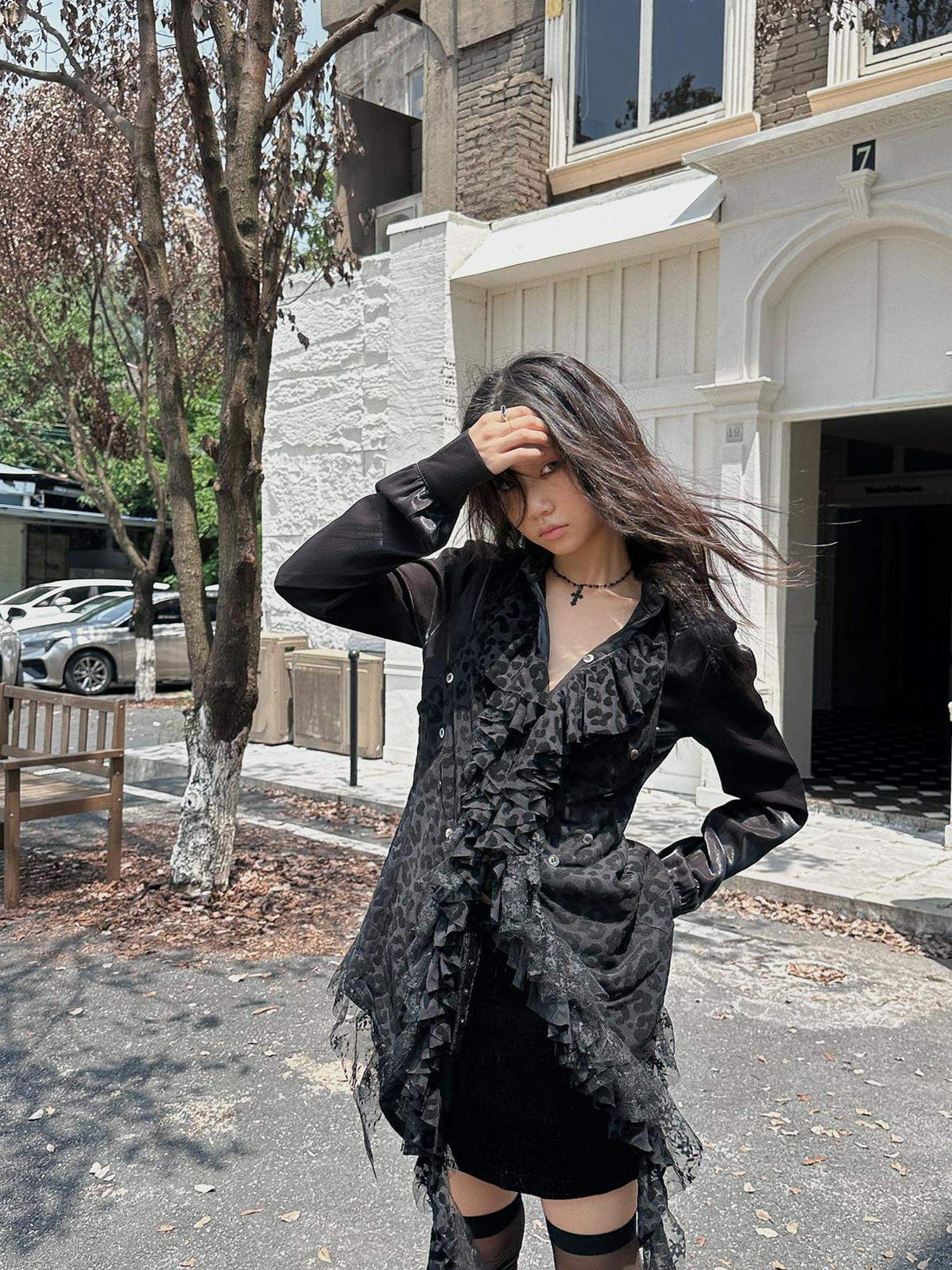 FULLTIDE Soft Viscose Blend Original Design Slim Fit Mid Length Leopard Print Women Shirt