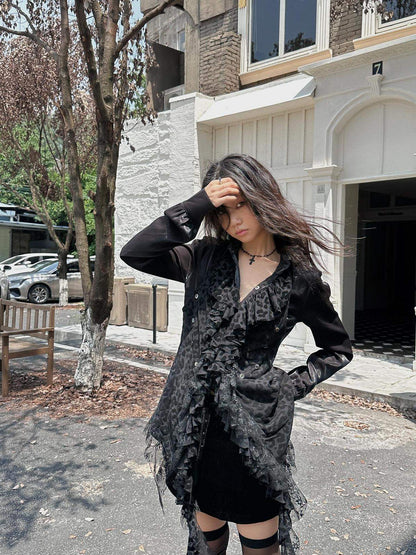 FULLTIDE Soft Viscose Blend Original Design Slim Fit Mid Length Leopard Print Women Shirt