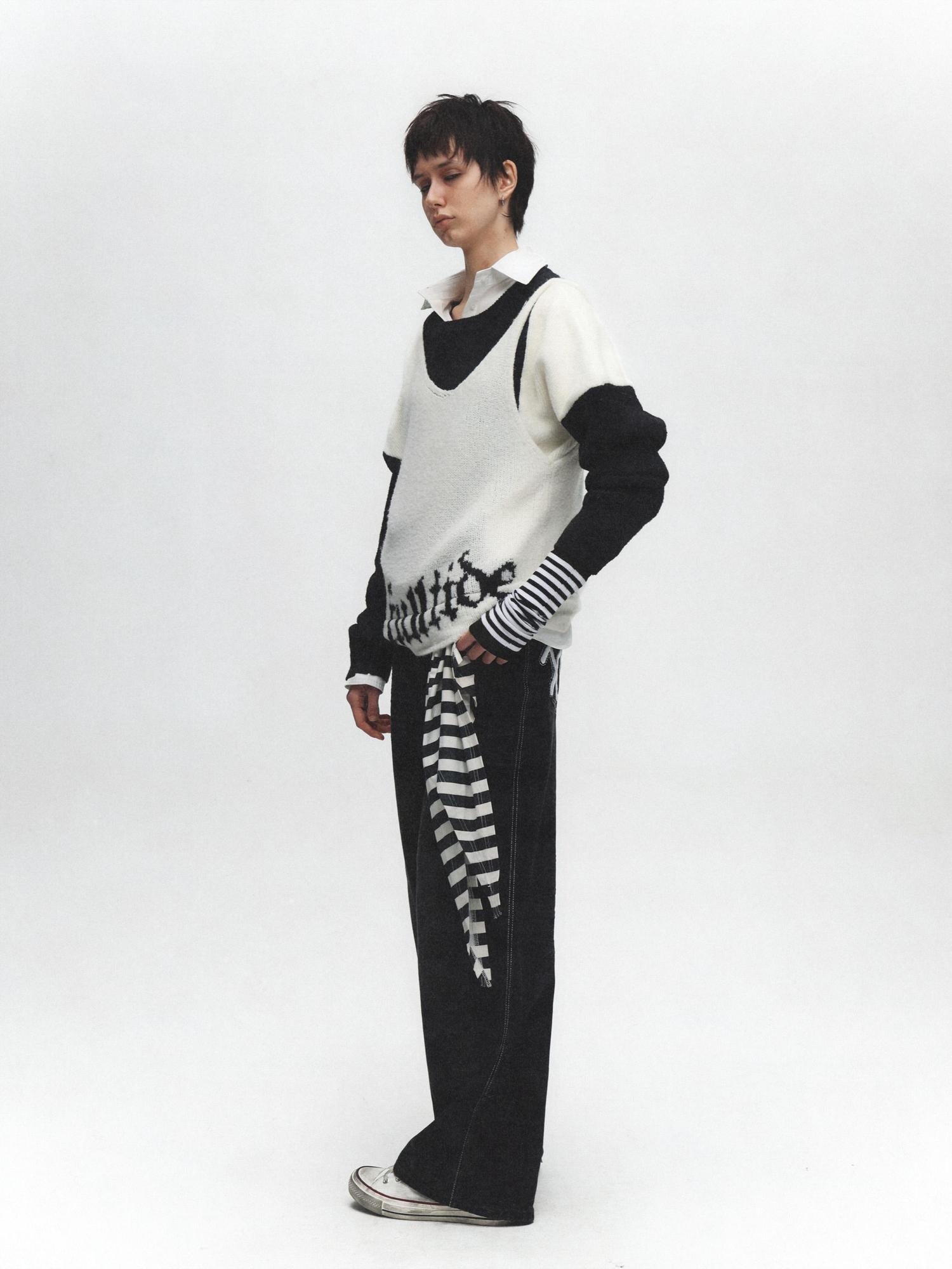 FULLTIDE Soft Wool V Neck Pullover Loose Commuter Style Women Black Classic Sweater