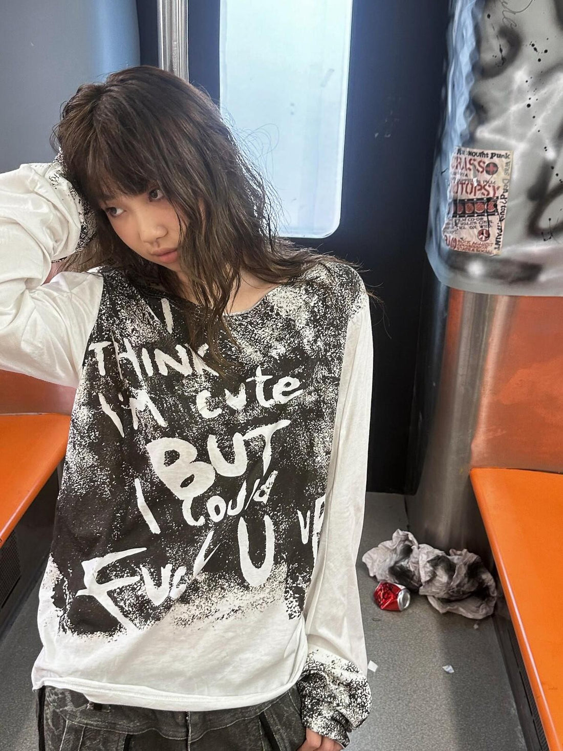 FULLTIDE Spray Painted Punk Distressed Women&