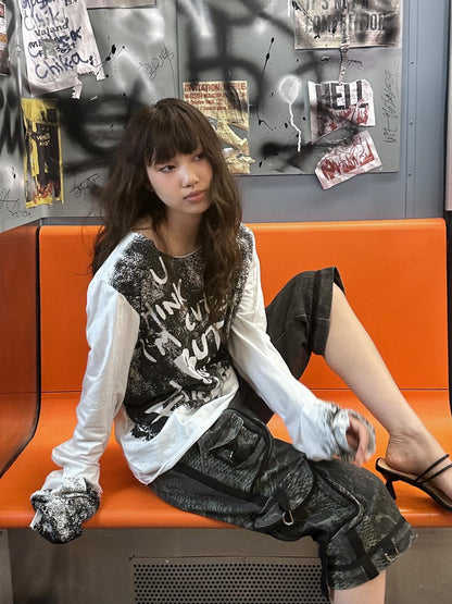 FULLTIDE Spray Painted Punk Distressed Women&