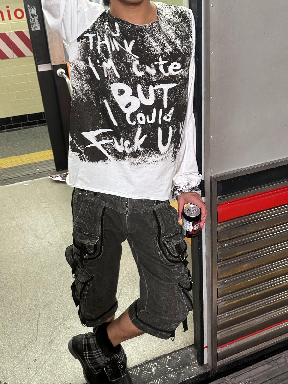 FULLTIDE Spray Painted Punk Distressed Women&