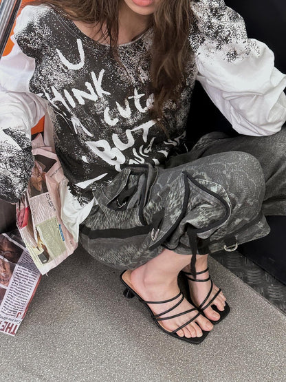 FULLTIDE Spray Painted Punk Distressed Women&
