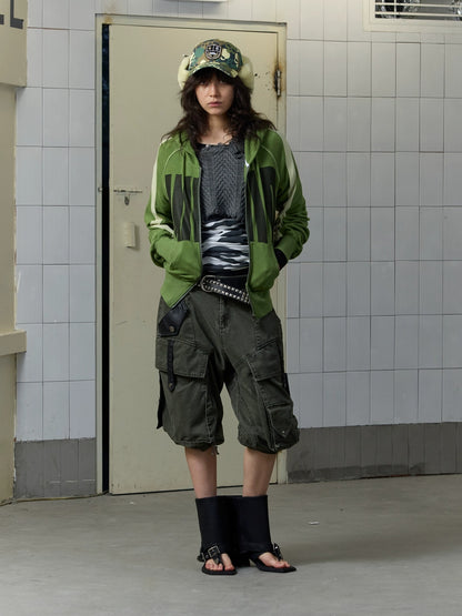 FULLTIDE Stretch Cotton Rayon Cargo Loose Natural Waist Zipper Pockets Women Pants