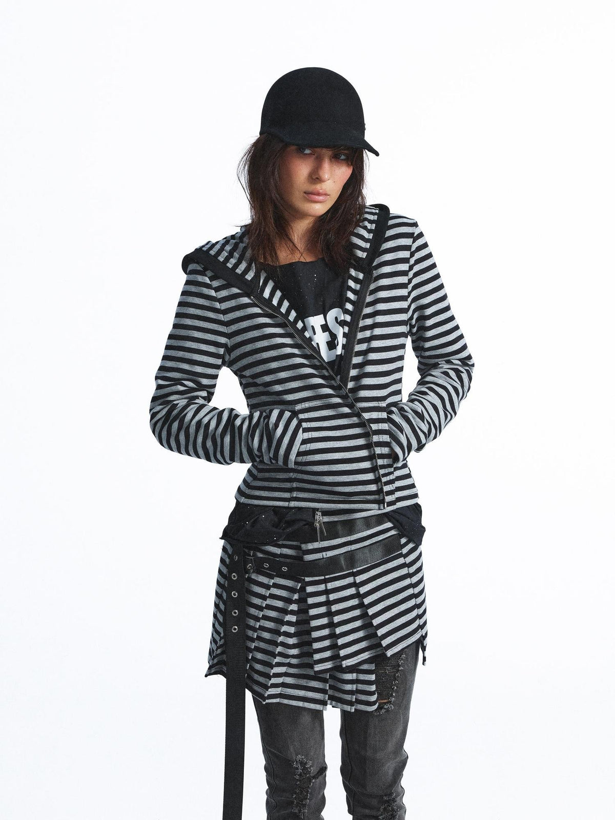 FULLTIDE Striped Slim Fit Punk Rock Women&