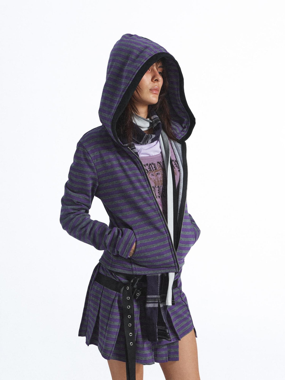 FULLTIDE Striped Slim Fit Punk Rock Women&