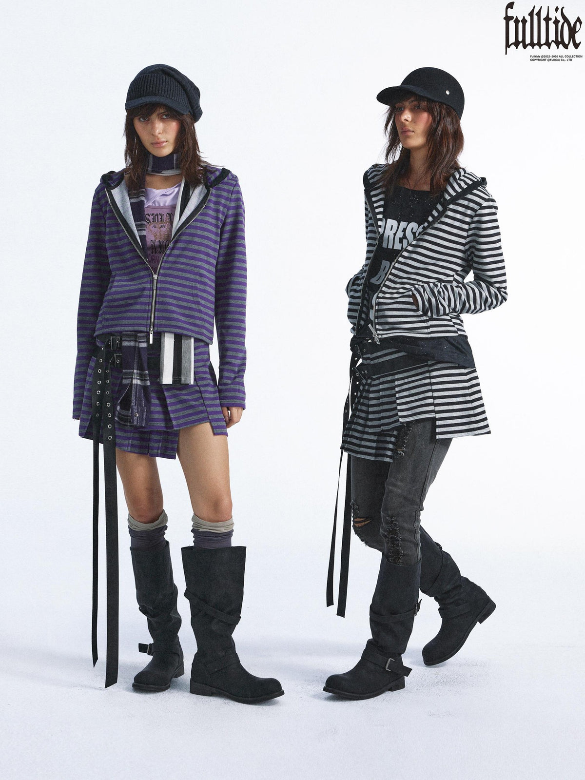 FULLTIDE Striped Slim Fit Punk Rock Women&