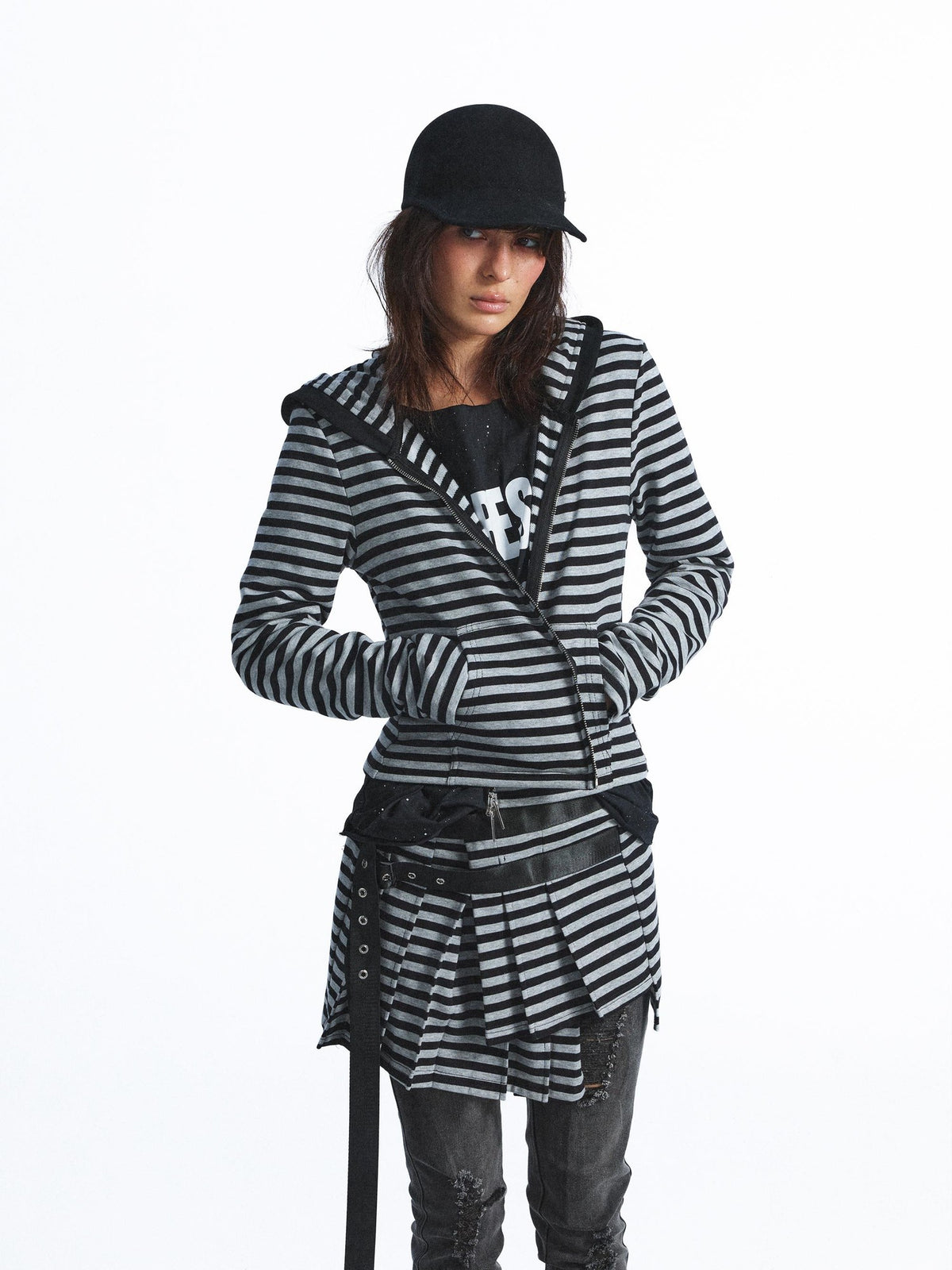 FULLTIDE Striped Slim Fit Punk Rock Women&