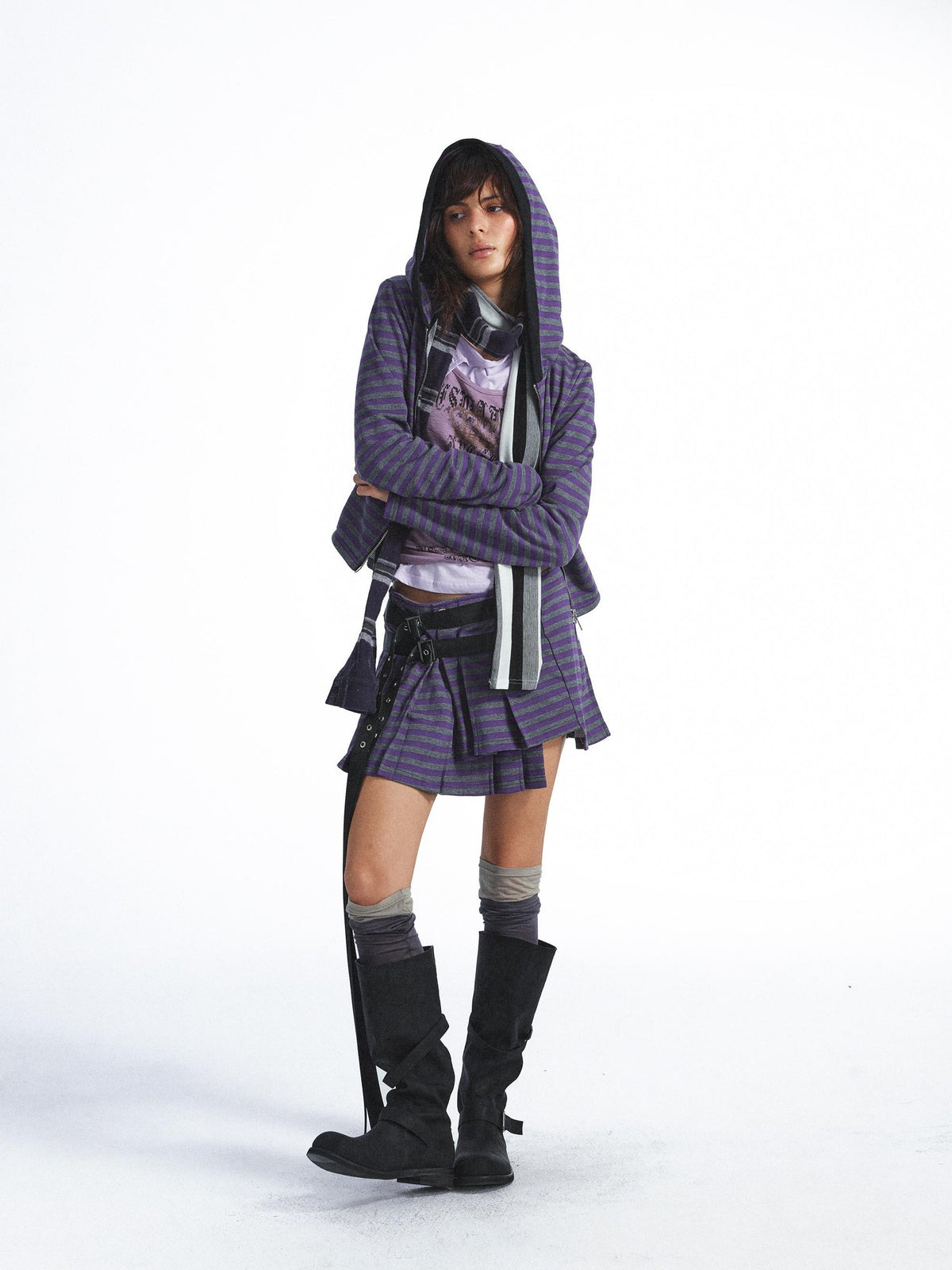 FULLTIDE Striped Slim Fit Punk Rock Women&