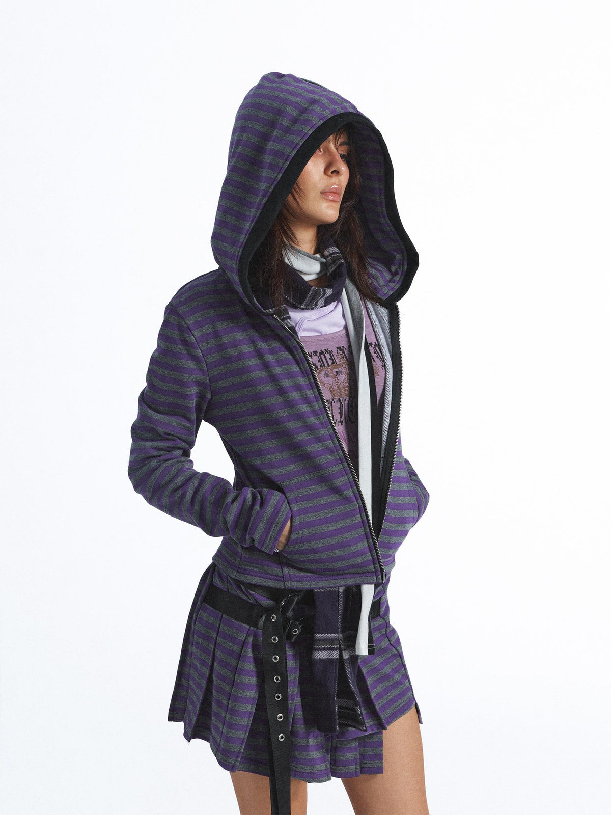 FULLTIDE Striped Slim Fit Punk Rock Women&