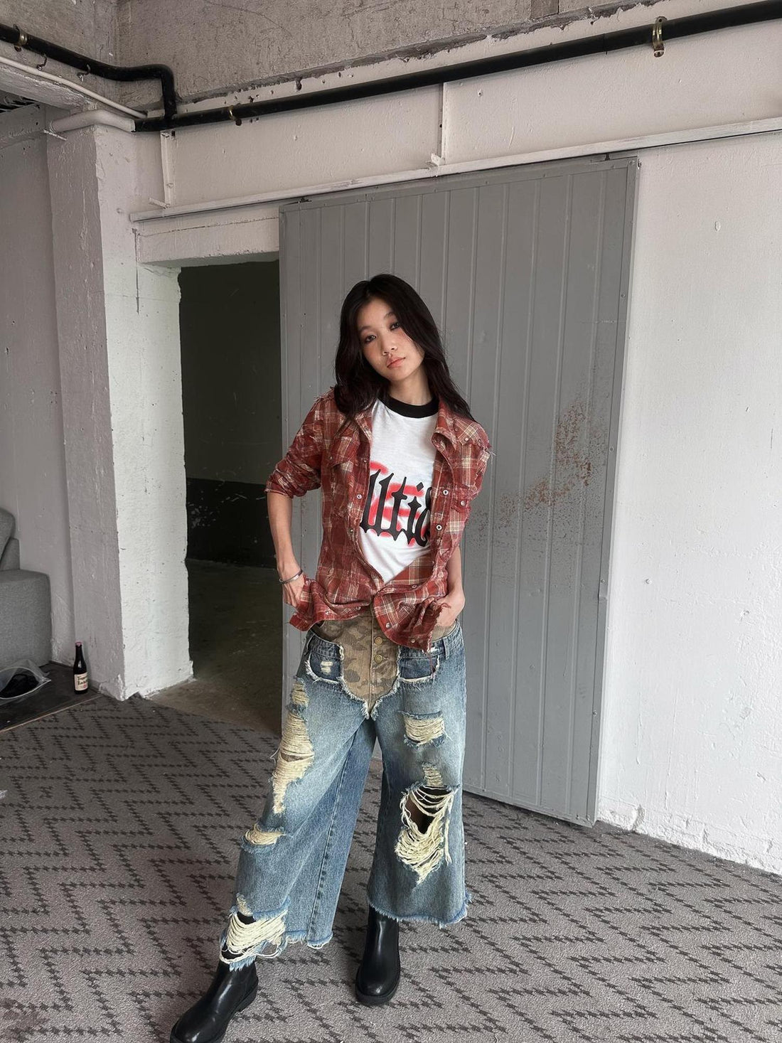 FULLTIDE Sun Protective Ultra Thin Cotton Oversized Utility Plaid Long Sleeve Unisex Shirt