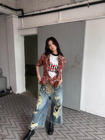 FULLTIDE Sun Protective Ultra Thin Cotton Oversized Utility Plaid Long Sleeve Unisex Shirt