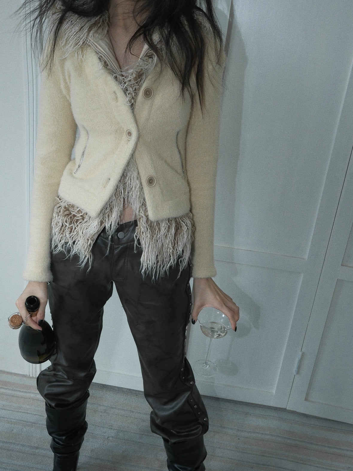 FULLTIDE Thick Plush Original Design Lapel Slim Fit Women Wool Mohair Blend Jacket