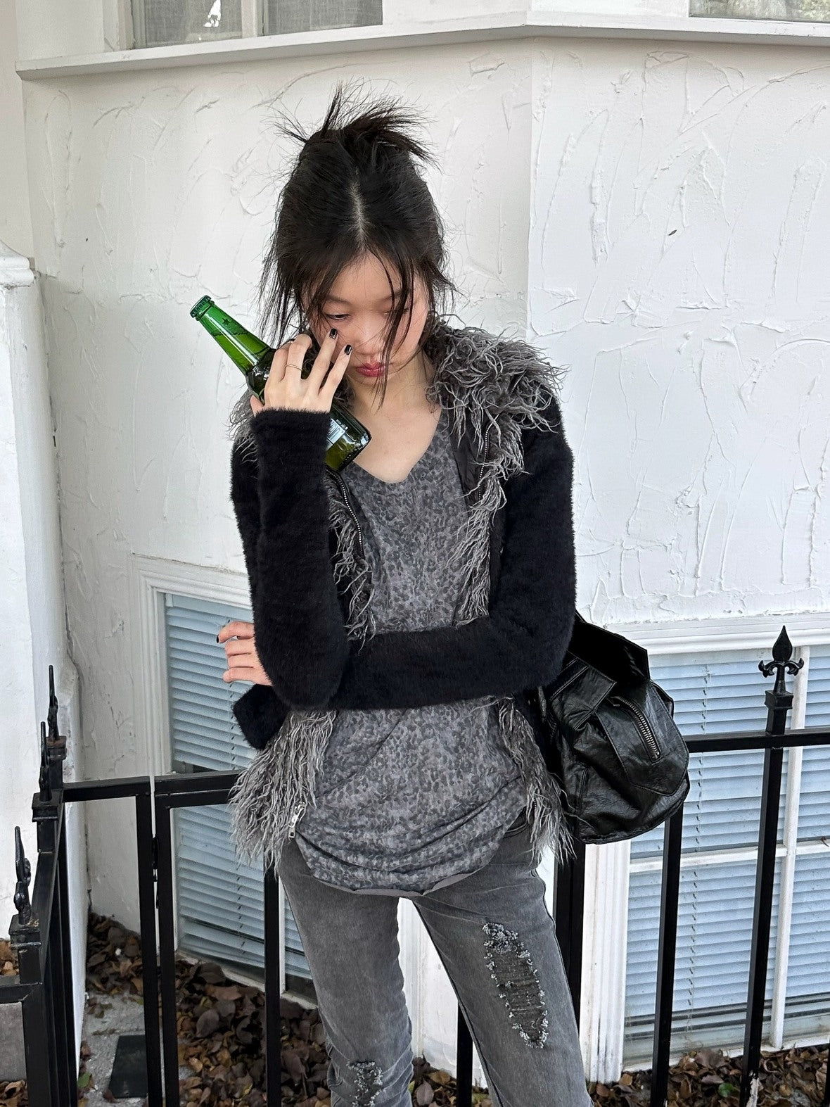 FULLTIDE Thick Plush Original Design Lapel Slim Fit Women Wool Mohair Blend Jacket