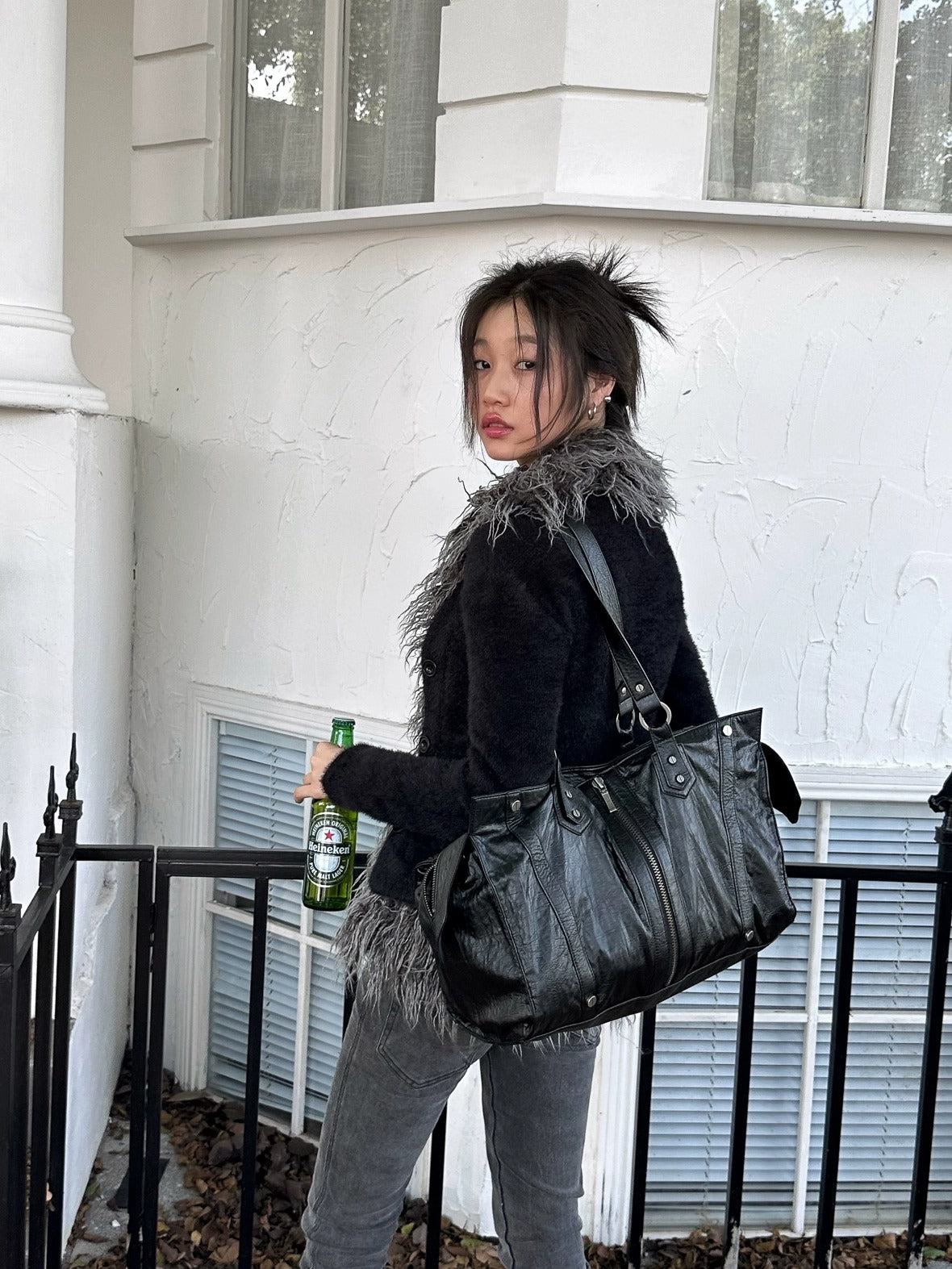 FULLTIDE Thick Plush Original Design Lapel Slim Fit Women Wool Mohair Blend Jacket