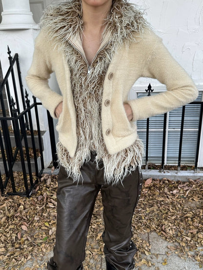 FULLTIDE Thick Plush Original Design Lapel Slim Fit Women Wool Mohair Blend Jacket