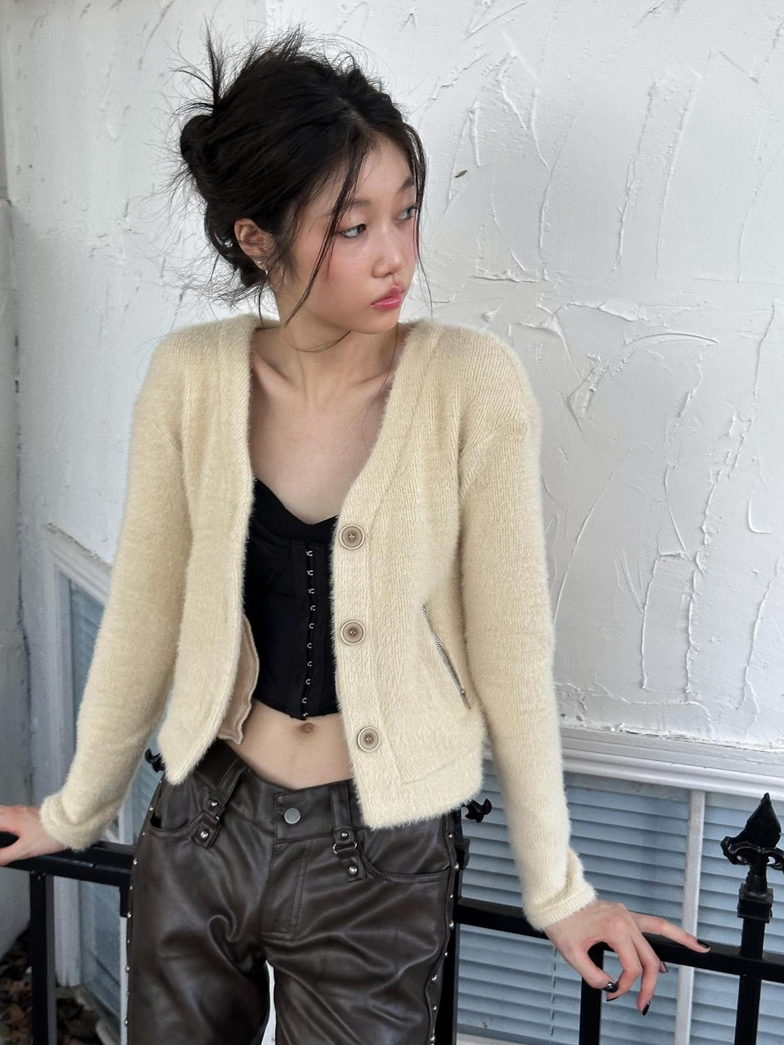 FULLTIDE Thick Plush Original Design Lapel Slim Fit Women Wool Mohair Blend Jacket