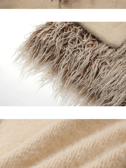 FULLTIDE Thick Plush Original Design Lapel Slim Fit Women Wool Mohair Blend Jacket