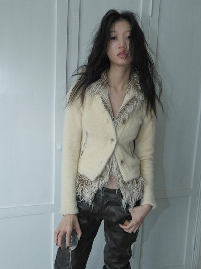 FULLTIDE Ultra Soft Mink Plush Street Style Lapel Cardigan Women Long Sleeve Sweater