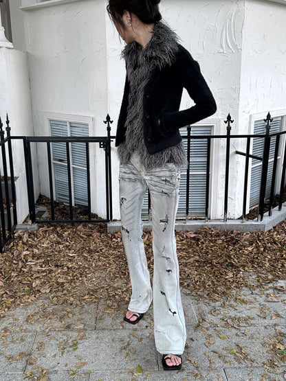 FULLTIDE Ultra Soft Mink Plush Street Style Lapel Cardigan Women Long Sleeve Sweater