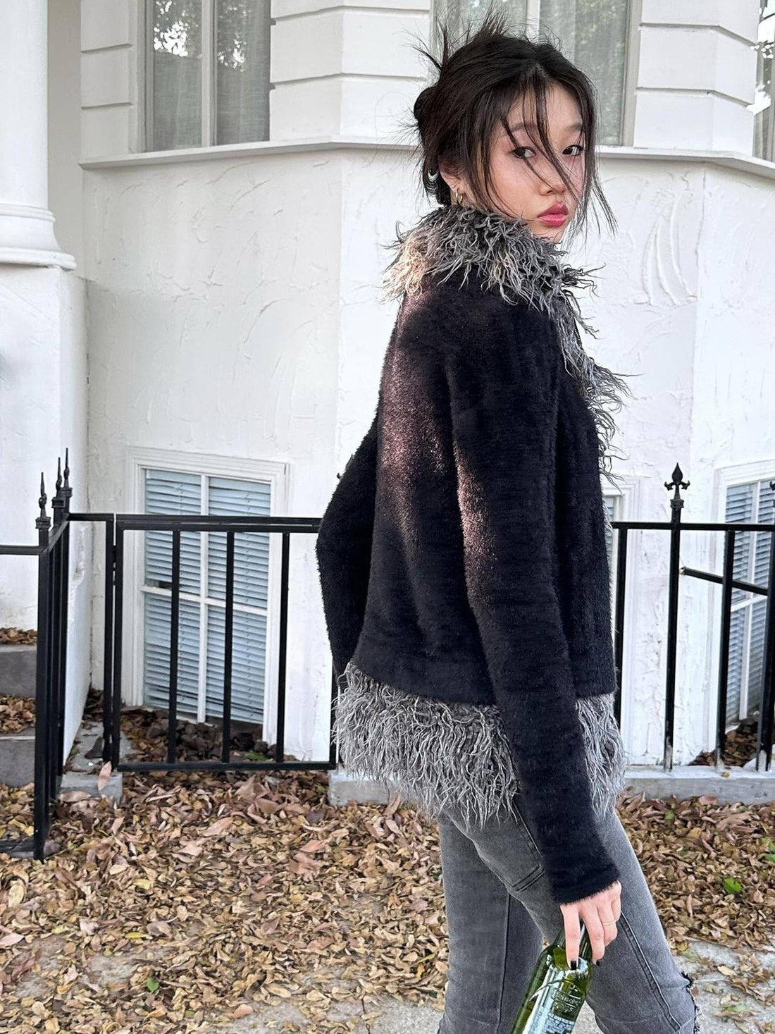 FULLTIDE Ultra Soft Mink Plush Street Style Lapel Cardigan Women Long Sleeve Sweater