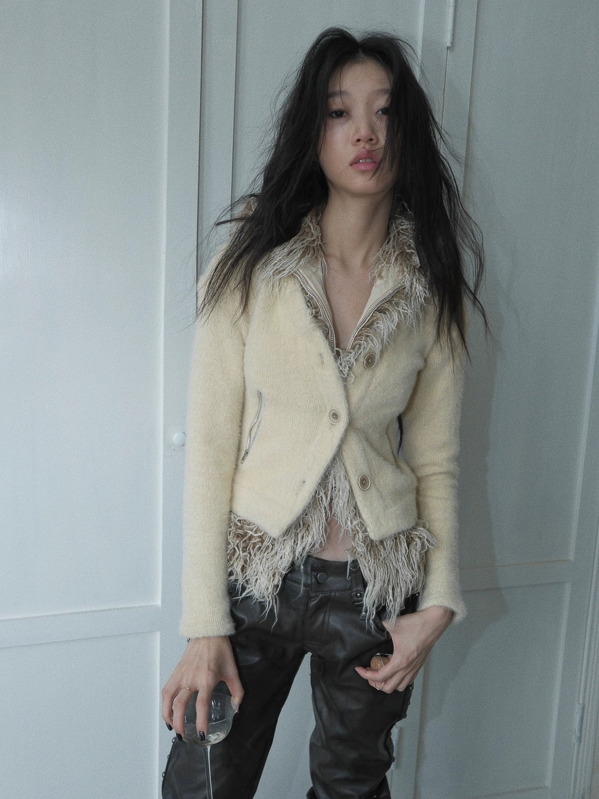 FULLTIDE Ultra Soft Mink Plush Street Style Lapel Cardigan Women Long Sleeve Sweater