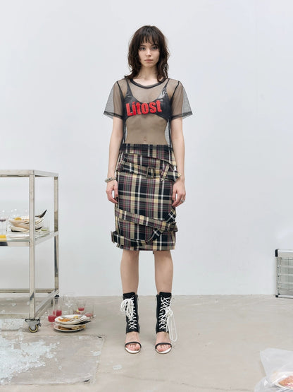 FULLTIDE Versatile 100 Percent Cotton Plaid A Line Midrise Women Casual Midi Skirt