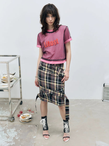 FULLTIDE Versatile 100 Percent Cotton Plaid A Line Midrise Women Casual Midi Skirt